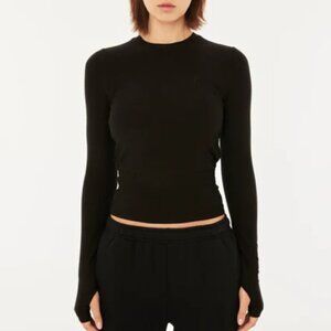 P.E. Nation NWT Women's Size XL Black Free Play 2.0 Long Sleeve Rib Tee